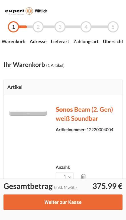 Sonos Beam 2. Gen für 369 €