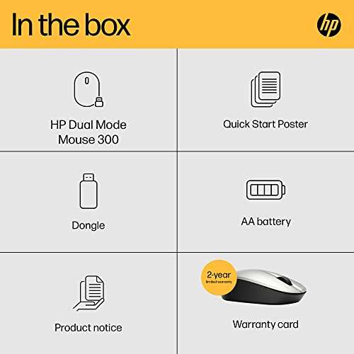[Amazon Prime] HP Dual Mode PC Maus - Bluetooth und USB-Funk-Dongle, bis 3600 dpi (silber oder schwarz)