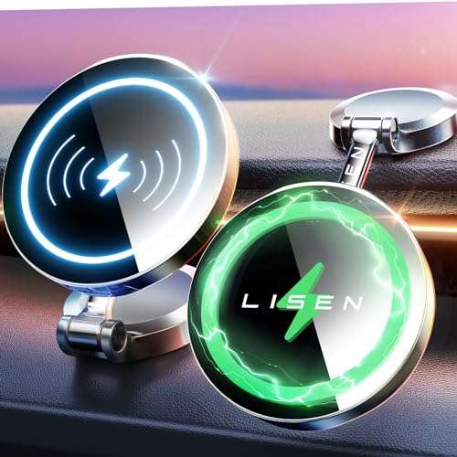 PRIME) LISEN 15W Magsafe Autohalterung mit Ladefunktion für iPhone 15 14 13  12 Pro Max Mini Plus & Samsung S23 Ultra