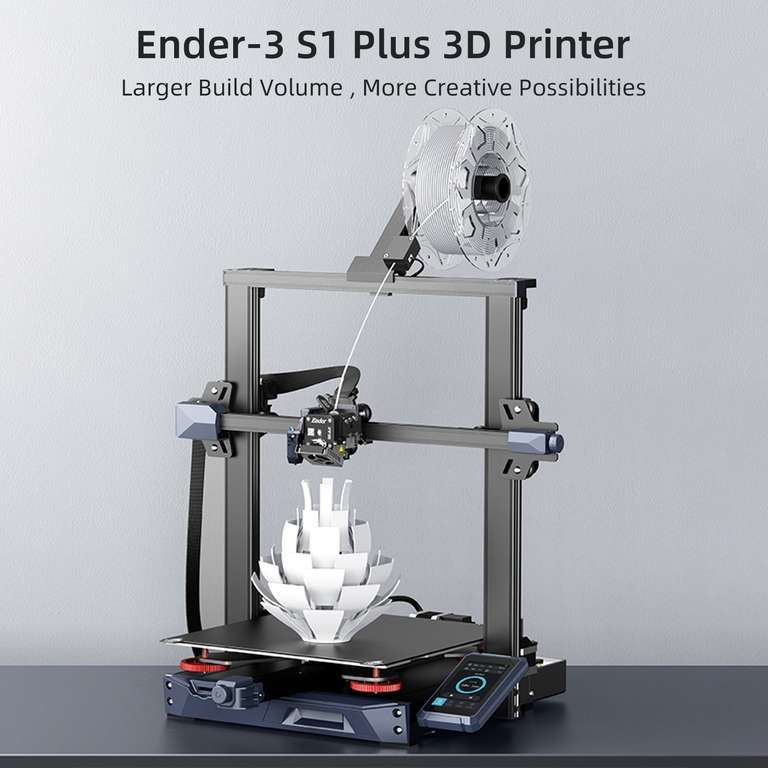 Creality Ender-3 S1 Plus 3D-Drucker (30x30x30cm Bauraum, Direktextruder, Düse bis 260°C & Druckbett bis 100°C, ABL, 32bit, 4.3" Touch)