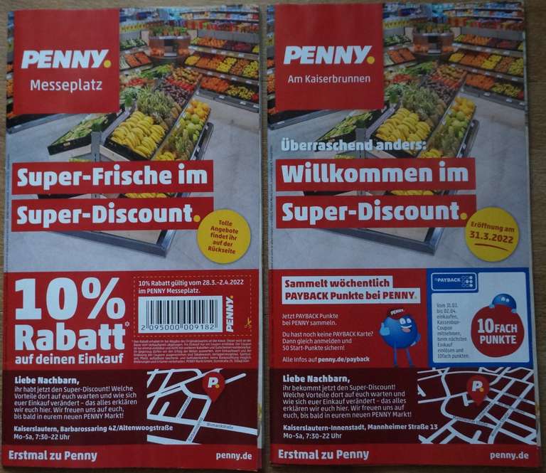 Penny Kaiserslautern 10%/5€ ab 40€ auf den Einkauf, Monster Energy 0,88€, Payback 10-fach (u.a. Obst/Gemüse)