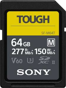 Sony SF-M TOUGH SD SDXC 64GB Karte 277 MB/s Read / 150 MB/s Write (128GB 66,11€ / 256GB 102,51€)