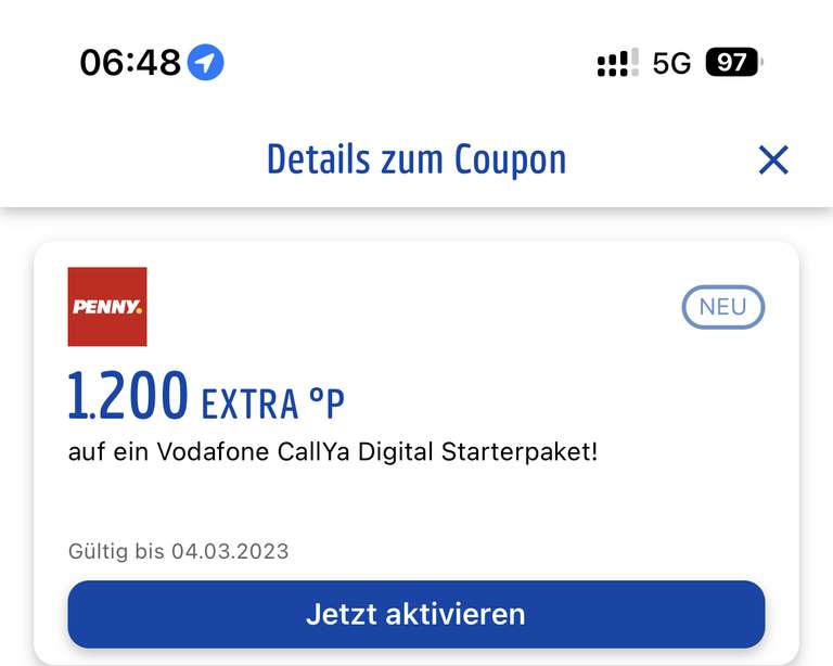 1200 Extra Payback Punkte bei Kauf eines Vodafone CallYa Digital Starterpakets für 19,95