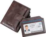 [Amazon Blitzangebot] Senbos Geldbörse Herren mit RFID Schutz, Leder, 18 Kartenschlitze, Münztasche, Abnehmbarem ID Kartenhalter
