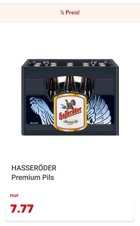 20x0,5l [0,77cent/Liter] Hasseröder Premium Pils Bier zum Knüller-Preis lokal Kaufland