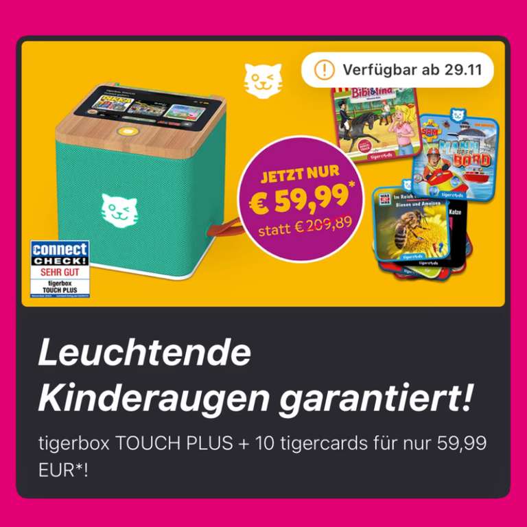 [Telekom Magenta Moments] Tiger Media tigerbox Touch Plus + 10 Tigercards | Ab 29.11.