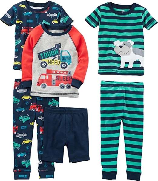 Diverse Kombis: 6-teiliges Schlafanzug-Set Simple Joys by Carter's Baby | 100% Baumwolle | 6 Monate bis 8 Jahre | eng anliegend | Prime