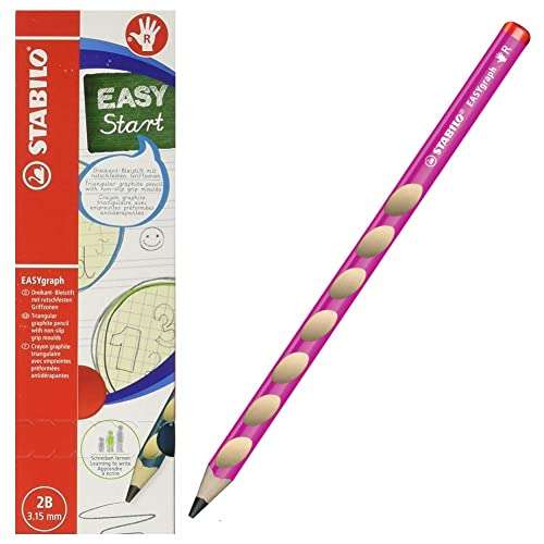 Ergonomischer Dreikant-Bleistift für Rechtshänder - STABILO EASYgraph in pink - 12er Pack - Härtegrad HB (Prime)