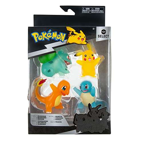 [Amazon Prime Day] Pokémon PKW2798 Select Battle Figure 4er Pack mit Pikachu, Bisasam, Glumanda & Schiggy (transparente Figuren, je 7,5cm)