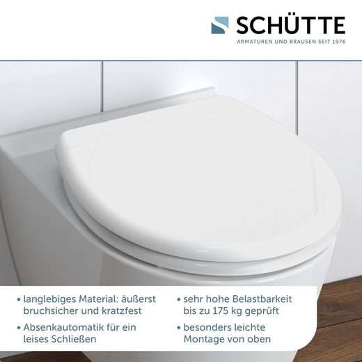 Schütte WC-Sitz, mit Absenkautomatik und Schnellverschlusstechnik, weiß, bis 150kg (Amazon Prime oder Otto Up)