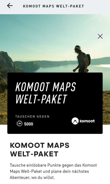 Komoot Welt Paket in der Adidas App für AdiClub Mitglieder 5.000 Punkte (ggf. personalisiert)