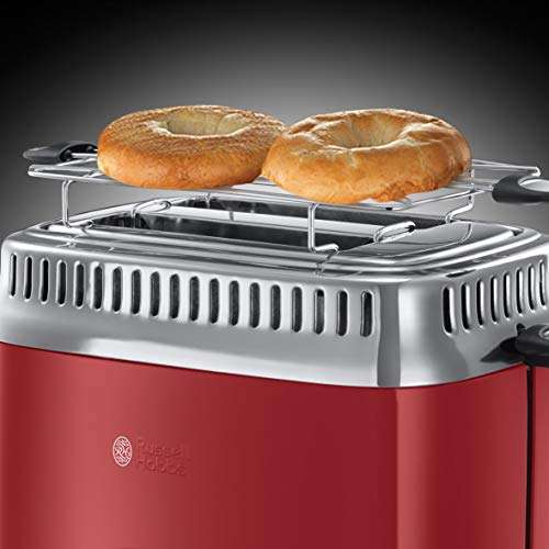 Russell Hobbs Retro Ribbon Toaster (Retrodesign, inkl. Brötchenaufsatz, 6 Bräunungsstufen + Auftau- & Aufwärmfunktion, 1300W)