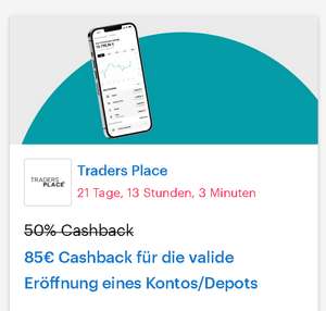 [Traders Place + Shoop] 85€ Cashback für die valide Eröffnung eines Kontos/Depots + 100€ Neukundenbonus + Gewinnspiel