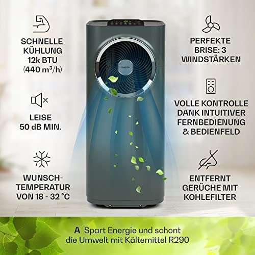 Mobile Klimaanlage "Klarstein Kraftwerk Smart 12k" (Anthrazit, 35-59 m², 12.000 BTU) mit Amazon Coupon