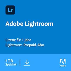 Adobe Photoshop Lightroom inkl. 1TB Cloud Speicher | 12 Monate Subscription Karte | Standard |1 Gerät |1 Jahr | PC/Mac | Download |
