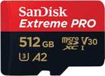 SanDisk Extreme PRO 512GB microSDXC (bis 200MB/s Lesen & 140MB/s Schreiben, UHS-I U3, A2, Class 10, Video Speed Class 30, inkl. SD-Adapter)