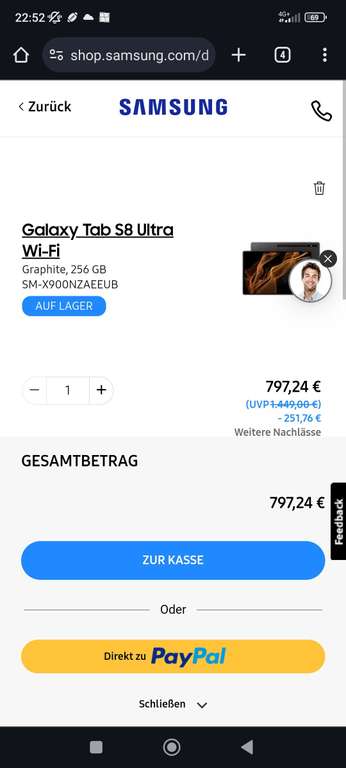 Samsung App Galaxy Tab S8 Ultra WiFi 256 GB
