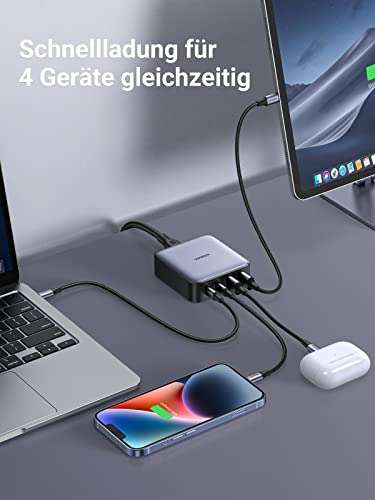 UGREEN Nexode 65W USB C Ladegerät GaN USB C Netzteil 4 Port PD Charger Tischladegerät