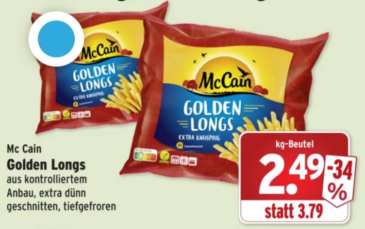McCain Golden Longs Pommes 1kg für effektiv 24 Cent (Angebot + Cashback) [Edeka / Marktkauf Südwest + Wasgau] - Scondoo + smhaggle