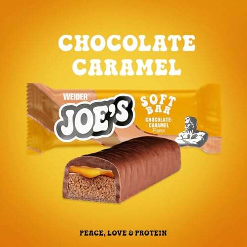 WEIDER Joe’s Soft Bar, Chocolate Caramel Proteinriegel, Prime, mit extra weichem Eiweißkern, 12 Stück