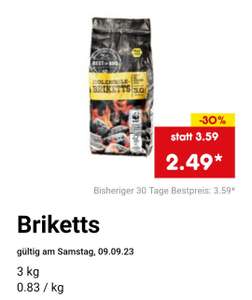 3 kg Grill Briketts gegebenenfalls für 1,99€ mit Coupon bei Netto MD
