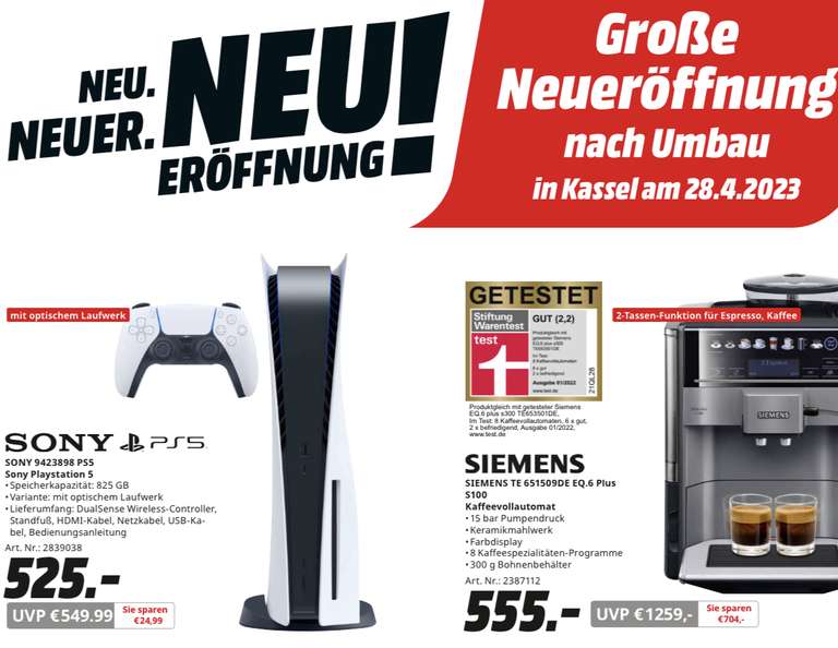 Lokal - Media Markt Kassel - PlayStation 5 Disk Edition für 525€