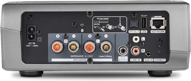 Denon HEOS AMP HS2 Streaming-Verstärker (2x 100W, WLAN, LAN, Internetradio, Bluetooth, Sub-Out, Toslink, AUX-In)