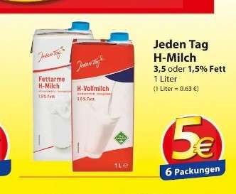 6x H-Milch 3,5%/1,5% 1L-Packung (83ct/Packung) Lokal Famila Nordost