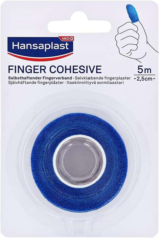 Hansaplast Selbsthaftender Fingerverband (5 m x 2,5 cm), Verbandsmaterial zur Fixierung von Wundauflagen an den Fingern (Spar-Abo Prime)