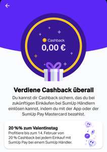 [SumUp MasterCard] bis 14.02. 20% Cashback bei SumUp Händlern