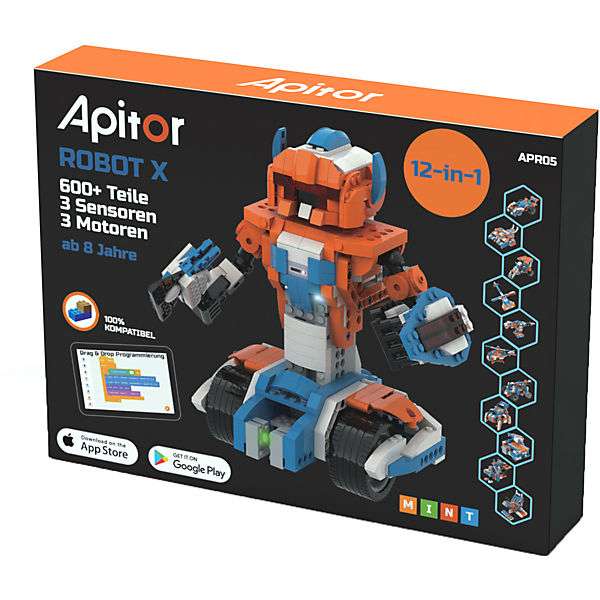 Apitor Robot X 12-in-1 Roboter-Kit aus Klemmbausteinen (Lego-kompatibel)