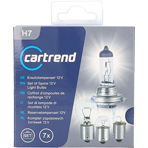 Cartrend H7 Scheinwerferlampe + Fahrzeuglampen und KfZ-Sicherungen 12V Auto-Ersatzlampenset  mit Prime