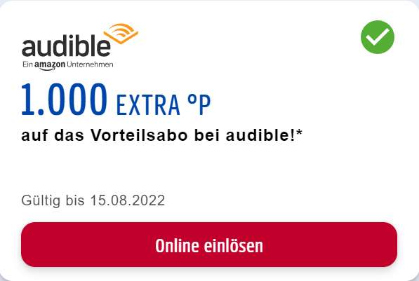 [Payback] 1150 Payback Punkte auf das Audible Vorteilsabo (4,95€ für einen Monat)