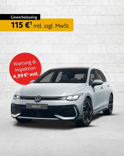 [Gewerbeleasing] VW Golf 8 R-Line 1.5 eTSI DSG (150 PS) für 119,99€ netto mtl. inkl. Wartung | LF: 0,36 | Effektiv 164,78 € netto