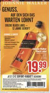 Johnnie Walker Black Label Whisky [Offline] Trinkgut, Edeka & Marktkauf mit PapierCoupon 17.99€