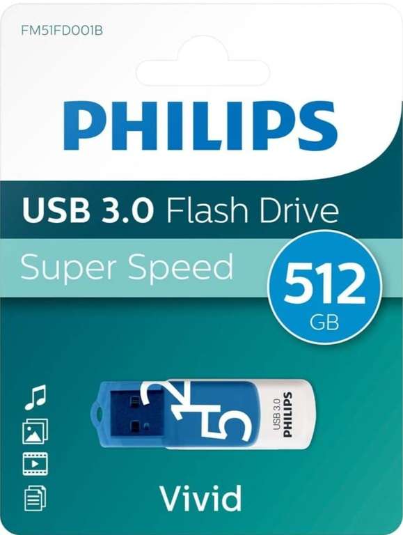 Philips USB 3.0 512GB USB-Stick Vivid Edition Lenteblauw