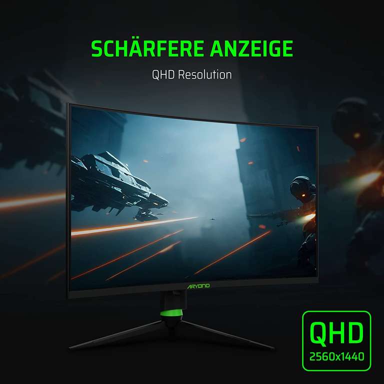 Aryond A32 V1.3 Gaming Curved Monitor 32 Zoll 165Hz Curved QHD (2560x1440) Display 1ms Reaktionszeit
