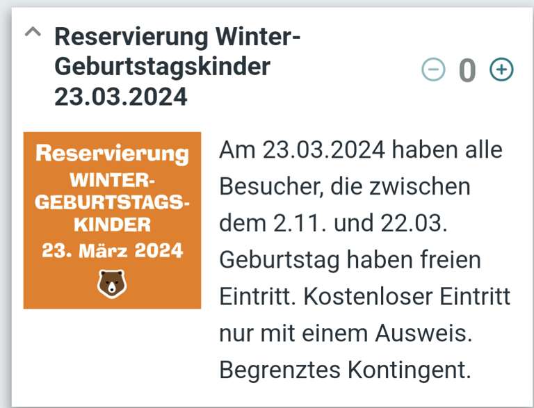 Eifelpark Gondorf: kostenloser Eintritt für Wintergeburtstagskinder am 23.03.