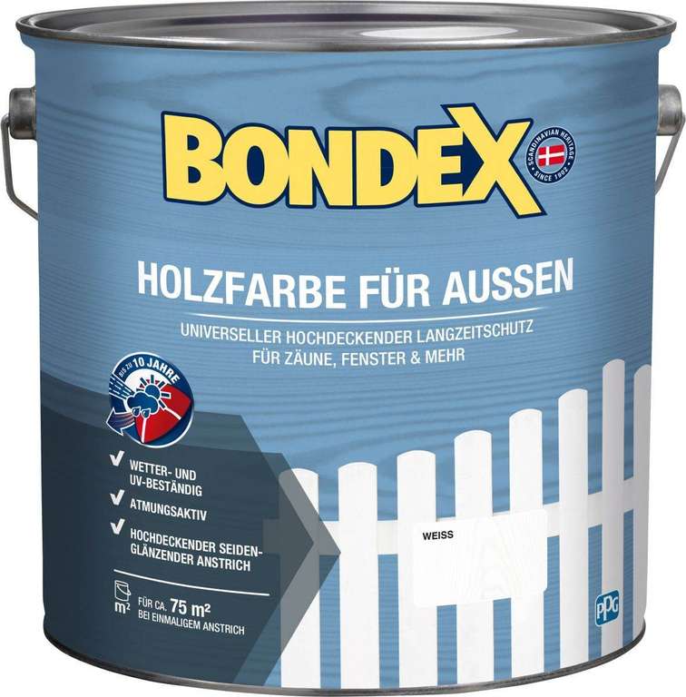 Bondex Holzfarbe für Außen Aktionsgebinde, 7,5 l in schwedenrot, weiß und antrhrazit