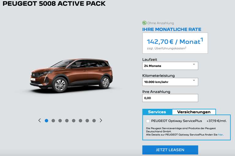 [Privatleasing] Peugeot 5008 Active Pack 7-Sitzer | 131 PS | 10000km | 24 Monate | LF 0,37 | ===> 143€ (eff. 188€)