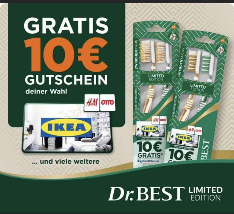 10€ Bestchoice Gutschein bei Kauf von 2 Dr. Best Limited Edition Aktionspackungen| kein Code notwendig