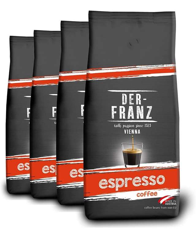 DER-FRANZ Espresso Kaffee, Ganze Bohne, 1000 g (4er-Pack) - Prime
