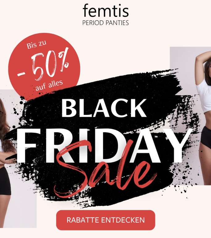 femtis - Black Friday Sale: mind. - 20 % Rabatt auf Periodenunterwäsche, z.B. femtis LUCA schwarz Slip (Gr. XXS - 3XL)