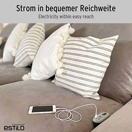 Amazon Prime Day Brennenstuhl Estilo Sofa-Steckdose mit USB-Ladefunktion Möbel-Steckdose mit 1x Euro-Steckdose und 2X USB-Ladegerät