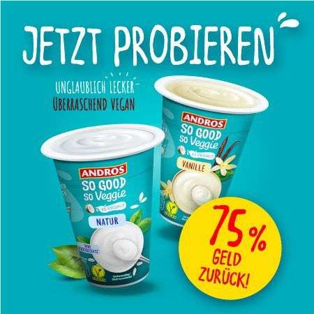 75% Cashback auf Andros SO GOOD So Veggie | Joghurt oder Eis