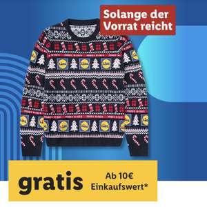 Weihnachtspullover (100% Polyacryl, Gr. 134/140-158/164) gratis (MEW 10,-€) mit Lidl Plus App