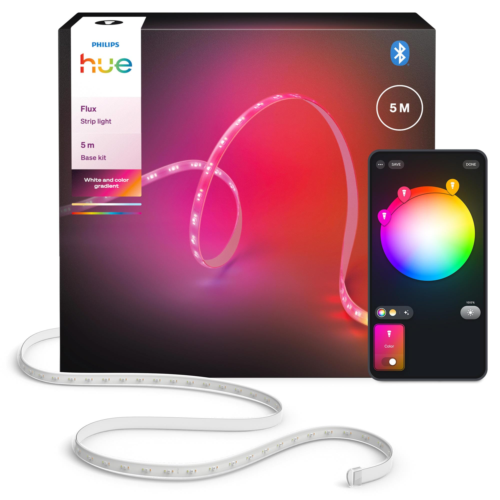 Philips Hue Flux 5m LED-Lightstrip - 2000 lm - Chromasync - zuschneid- & erweiterbar