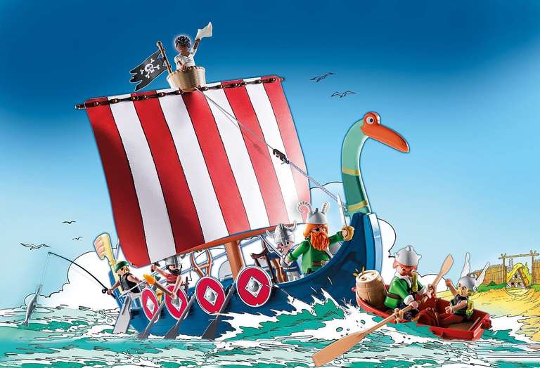 PLAYMOBIL Adventskalender 71087 Asterix: Piraten mit schwimmfähigem Piratenschiff, Beiboot und Comicfiguren