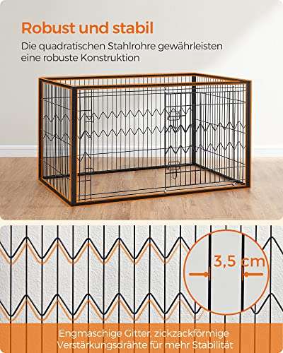 feandrea by SONGMICS | Hundekäfig / Welpenlauslauf (4-teilig, Schiebetür mit 2 Riegeln, 122 x 80 x 70 cm) in Schwarz oder Grün