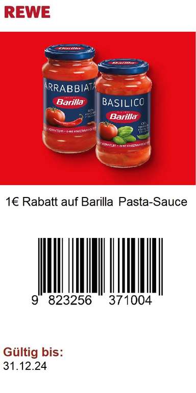 [REWE] Barilla Pasta Saucen ab 69 Cent mit Coupon